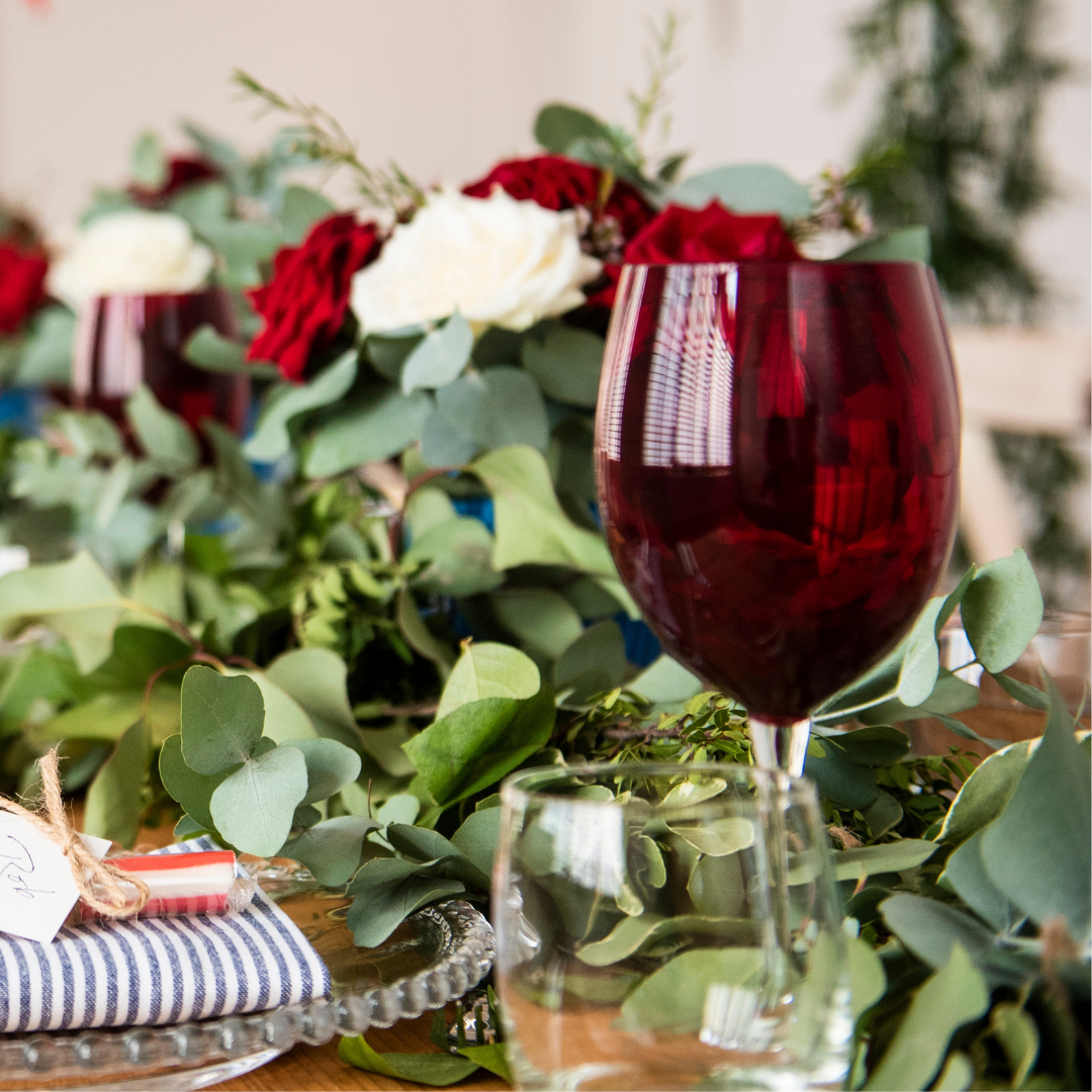Sexy red wine glass for Valentine's event hire